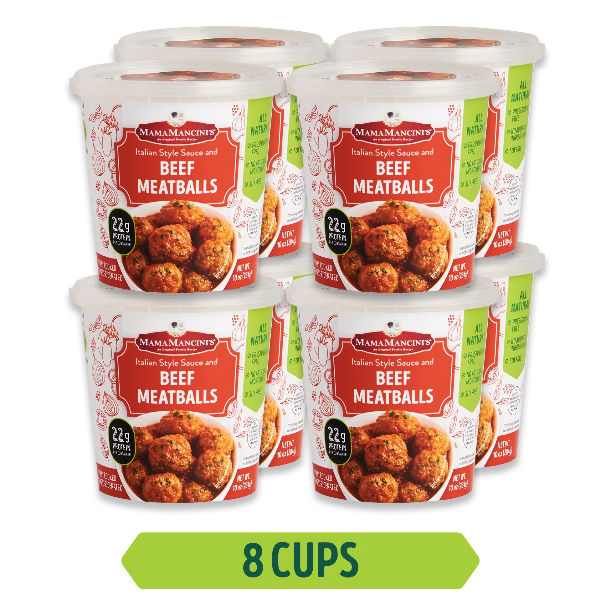 Beef Meatballs in Italian Style Sauce 10oz Cup (8 Pack)