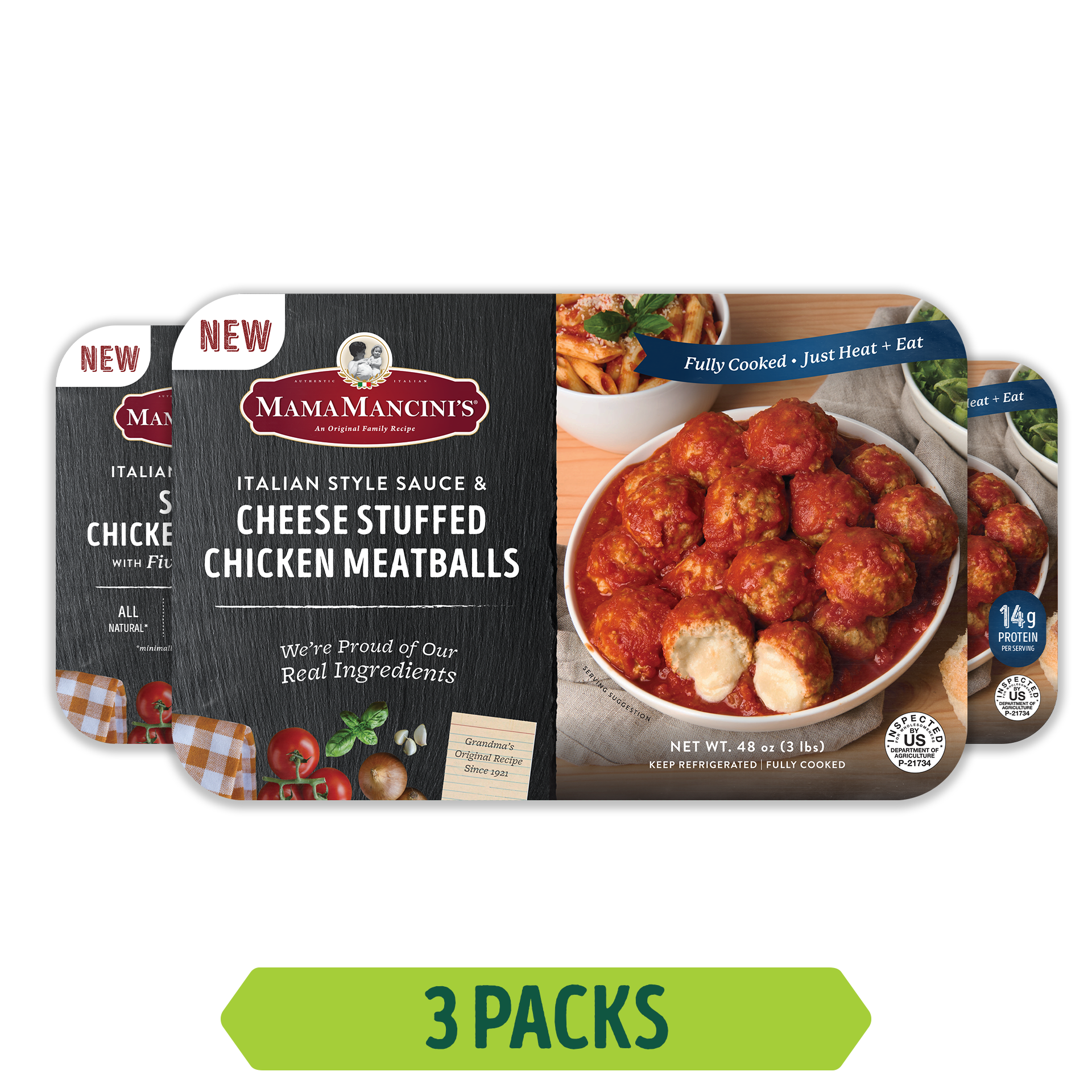 Five-Cheese Stuffed Chicken Meatballs in Italian Style Sauce