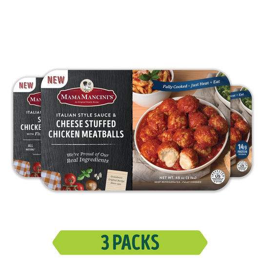 Five-Cheese Stuffed Chicken Meatballs in Italian Style Sauce