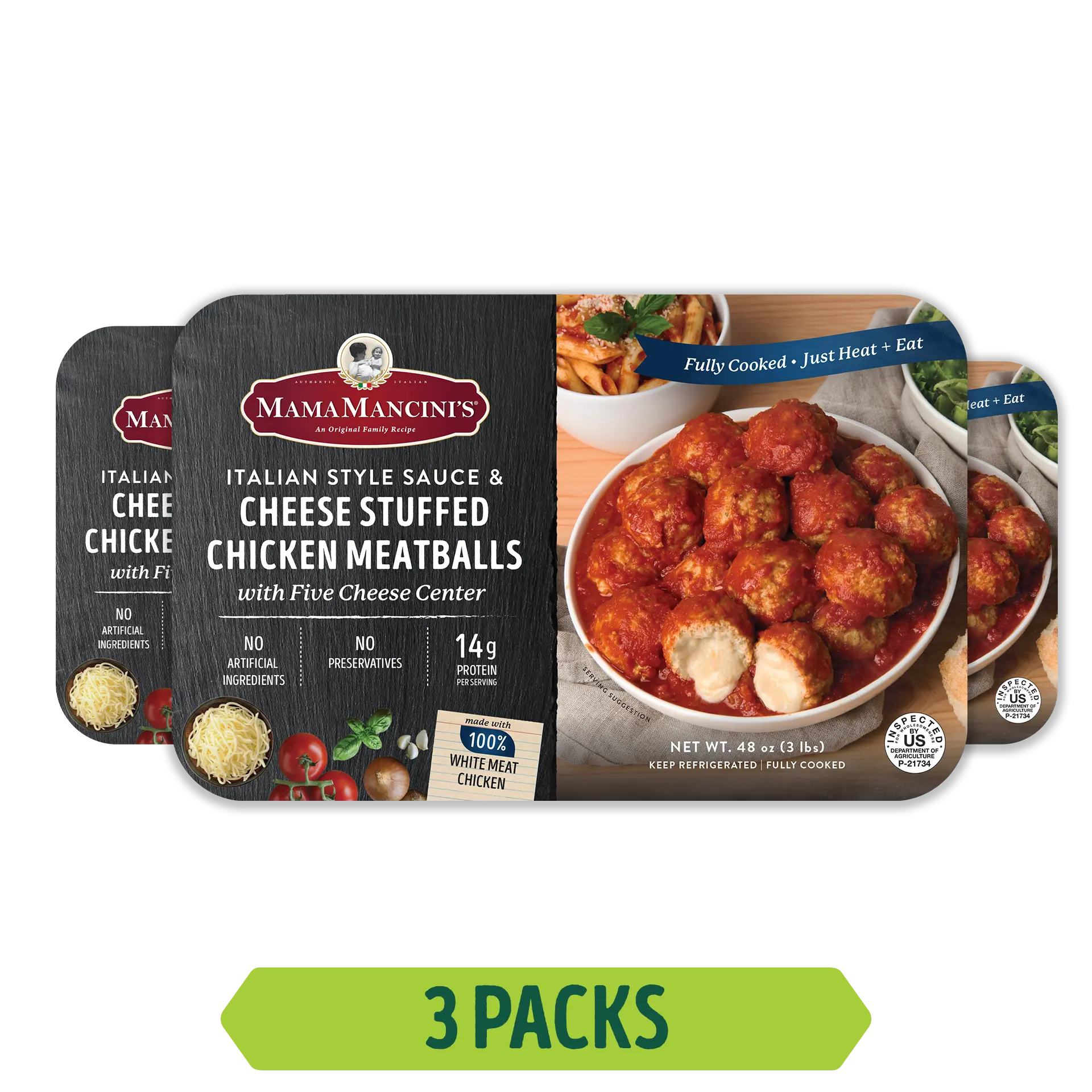 Five-Cheese Stuffed Chicken Meatballs in Italian Style Sauce