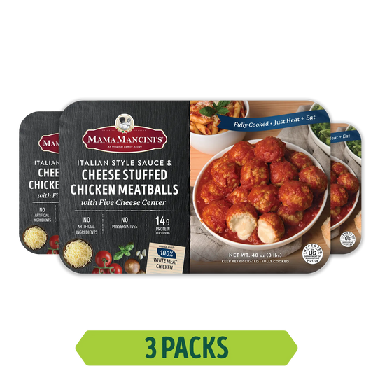 Five-Cheese Stuffed Chicken Meatballs in Italian Style Sauce