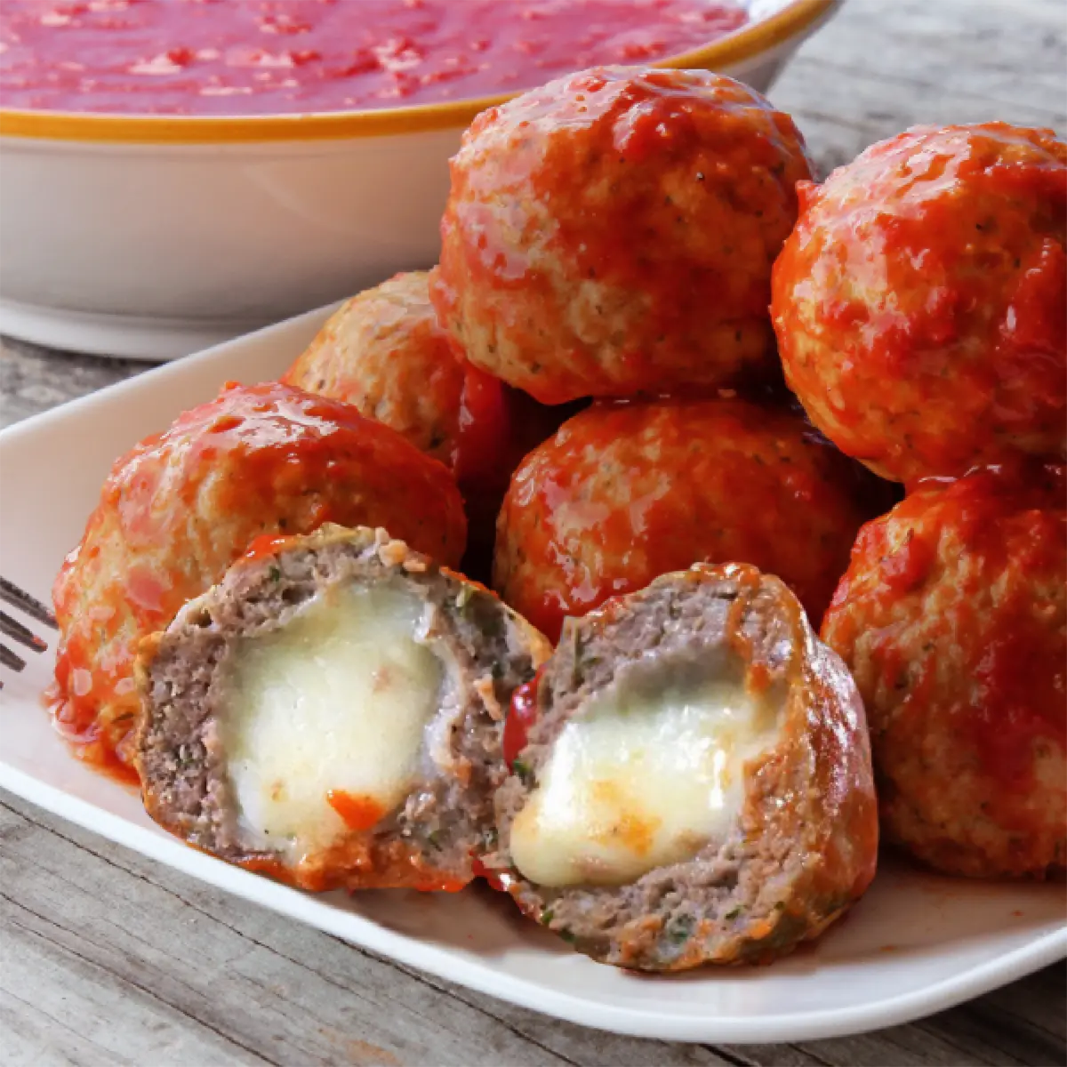 Five-Cheese Stuffed Beef Meatballs in Italian Style Sauce (6 1lb Family Meals)